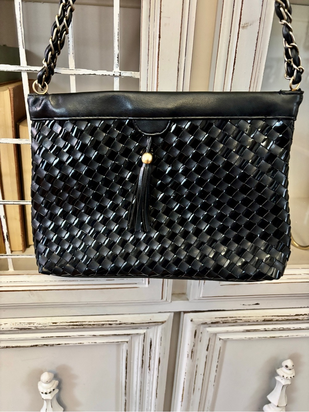 Vintage Leslie Fay Basket-weave Shoulder/Crossbody Bag